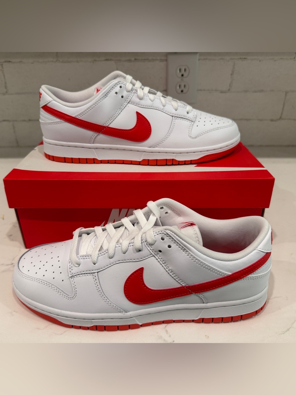 Nike Dunk Low Retro Men's Shoes White Picante Red Sz 10.5 DV0831 103